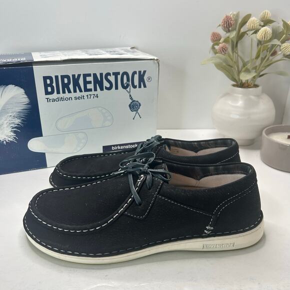 Birkenstock Pasadena Suede Moc Toe Shoe Nubuk Shoe Black Men 13/EU 46 NWB - Picture 1 of 10
